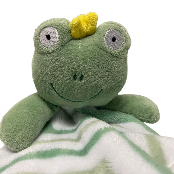 SL Home Fashions Baby Lovey Green Frog Prince Chevron Fleece Lovie - Picture 2 of 6